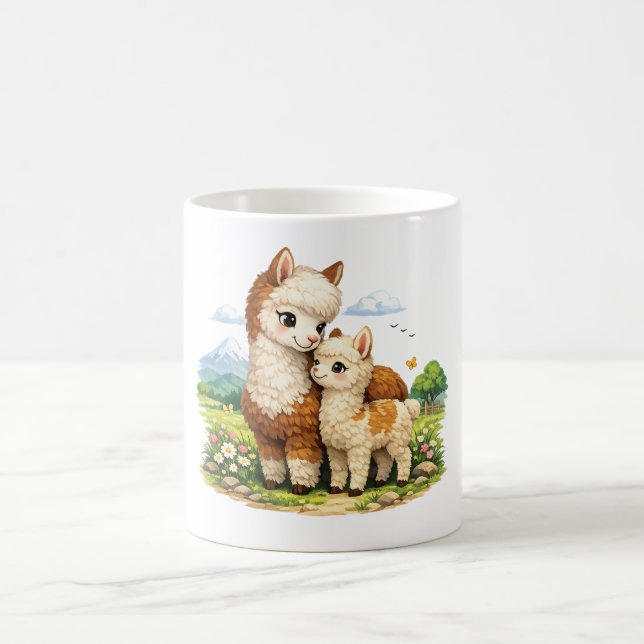 Caneca De Café Mãe e Bebê Alpaca Adoráveis (Centro)