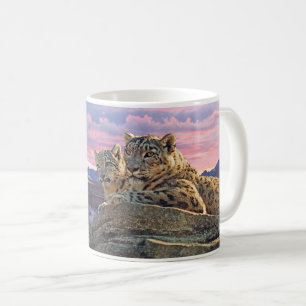 Caneca De Café Mãe e Cubo do Leopardo da Neve -