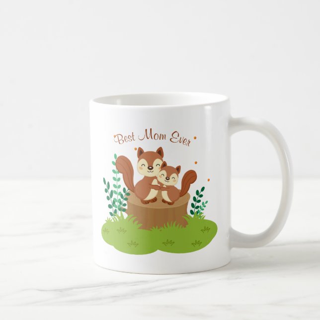 Caneca De Café Mãe e Dia de as mães de esquilos bebês (Direita)
