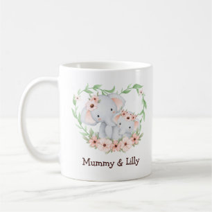Caneca De Café Mãe e Elefante para Bebês - Família Personalizada