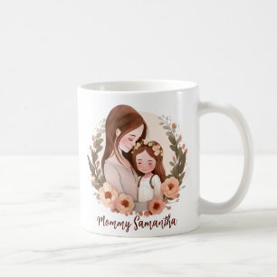 Caneca De Café Mãe e Filha Adoráveis - Quadro Floral