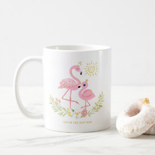 Caneca De Café Mãe e filha bonitas Flamingo Glitter Floral