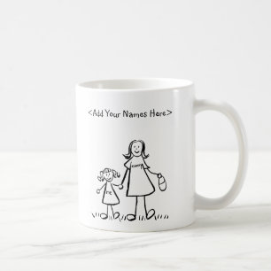 Caneca De Café Mãe e Filha Caracteres Familiares Mug