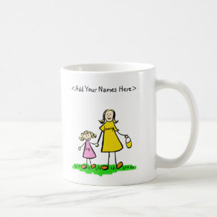Caneca De Café Mãe e Filha Caracteres Familiares Mug