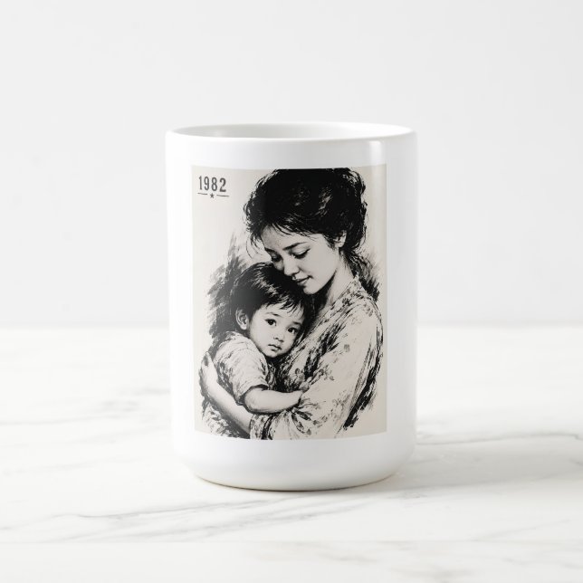 Caneca De Café Mãe e Filho Vintage 1982 (Centro)