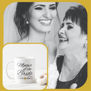 Caneca De Café Mãe Elegante do Coração da Noiva do Casamento Dour