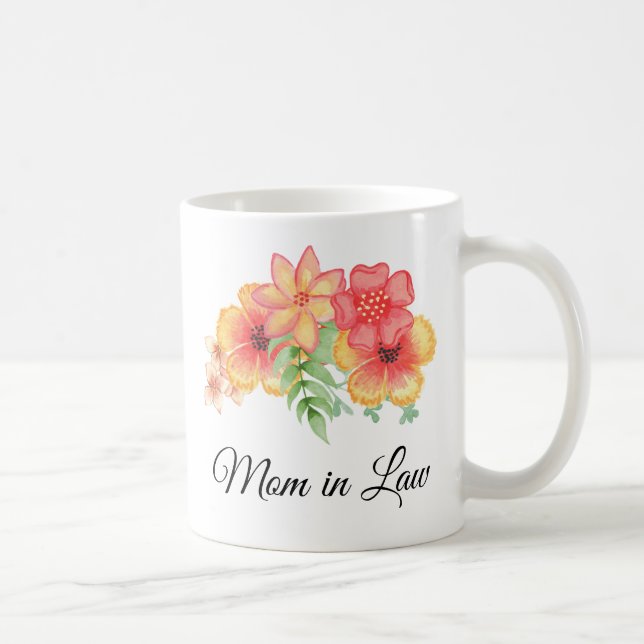 Caneca De Café Mãe em Direito, Buquê Floral Personalizado Mug (Direita)