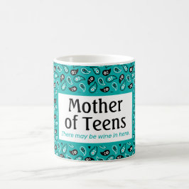 Caneca De Café Mãe Engraçada de Teens Aqua Paisley