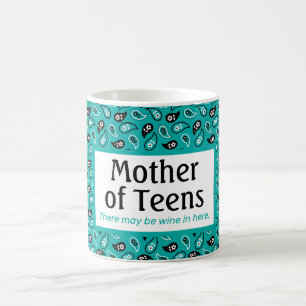 Caneca De Café Mãe Engraçada de Teens Aqua Paisley