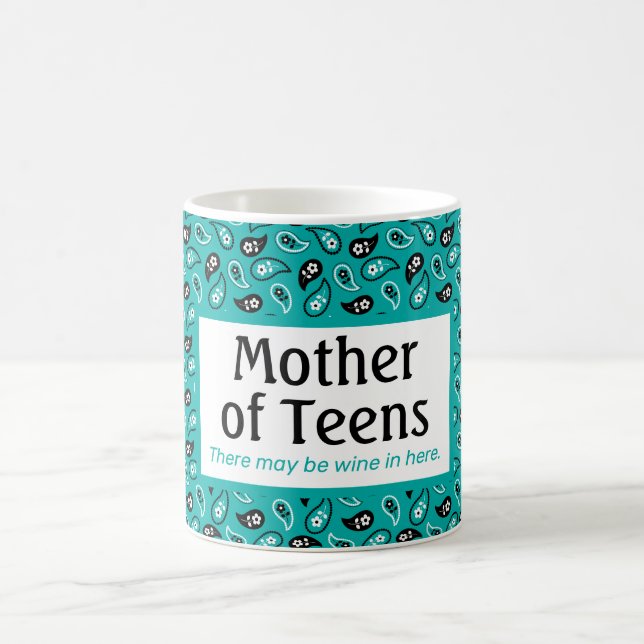 Caneca De Café Mãe Engraçada de Teens Aqua Paisley (Centro)