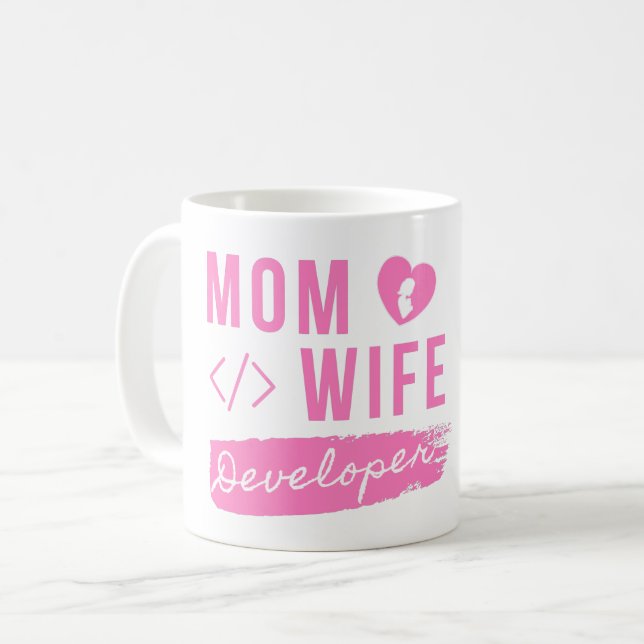 CANECA DE CAFÉ MÃE ESPOSA DESENVOLVEDORA - DESENVOLVEDORA MÃE (Frente Esquerda)