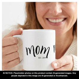 Caneca De Café Mãe Estabeleceu Ano Personalizado Fofo e Elegante