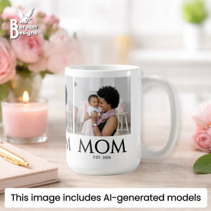 Caneca De Café Mãe Estabeleceu Foto Branco Caps Clássico