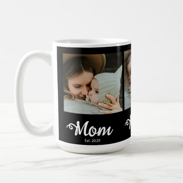 Caneca De Café Mãe Estabeleceu Moderno Script Negrito Preto 3 Fot (Esquerda)