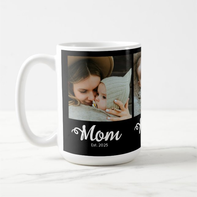 Caneca De Café Mãe Estabeleceu Moderno Script Negrito Preto 3 Fot (Esquerda)