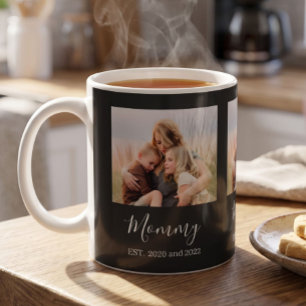 Caneca De Café Mãe Estabeleceu Roteiro de Foto Elegante Preto