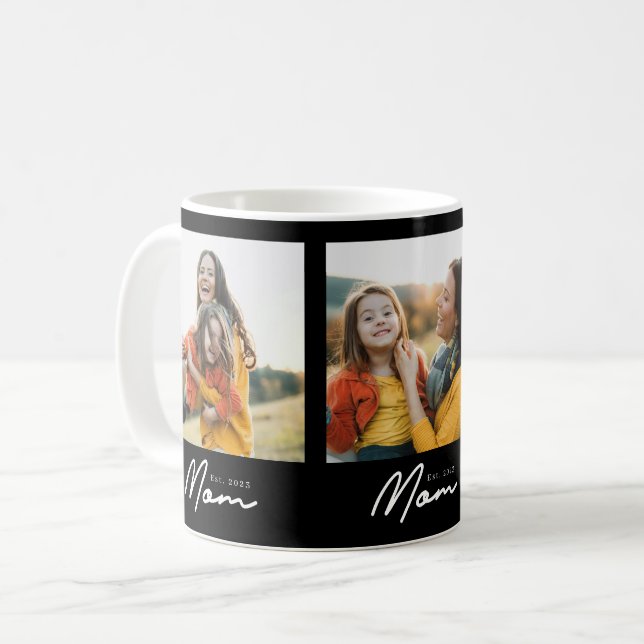 Caneca De Café Mãe Estabeleceu Roteiro Preto 3 Foto (Frente Esquerda)