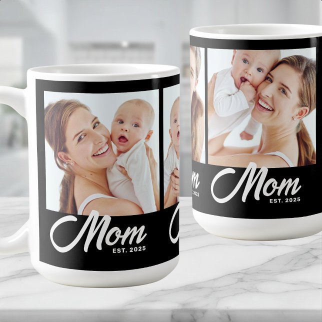 Caneca De Café Mãe Estabeleceu Roteiro Preto 3 Foto (Criador carregado)