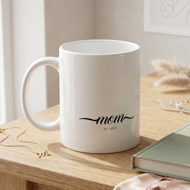 Caneca De Café Mãe Estabelecida Ano Personalizado da Mãe  (Criador carregado)