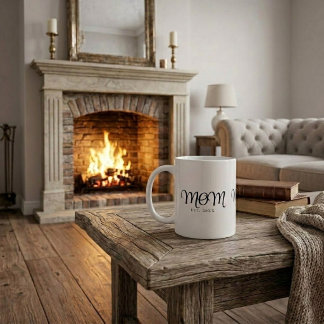 Caneca De Café Mãe Estabelecida Novo Presente de Mãe Rótulo Preto