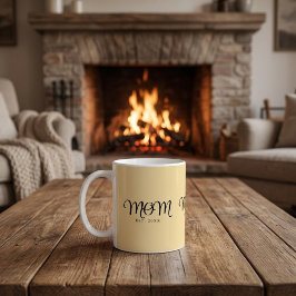 Caneca De Café Mãe Estabelecida Novo Presente de Mãe Rótulo Preto