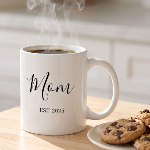 Caneca De Café Mãe Estabelecida Presente Para Mãe Minimalista