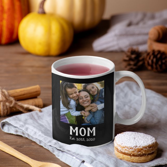 Caneca De Café Mãe Estabelecida Roteiro Preto 3 Foto (Criador carregado)