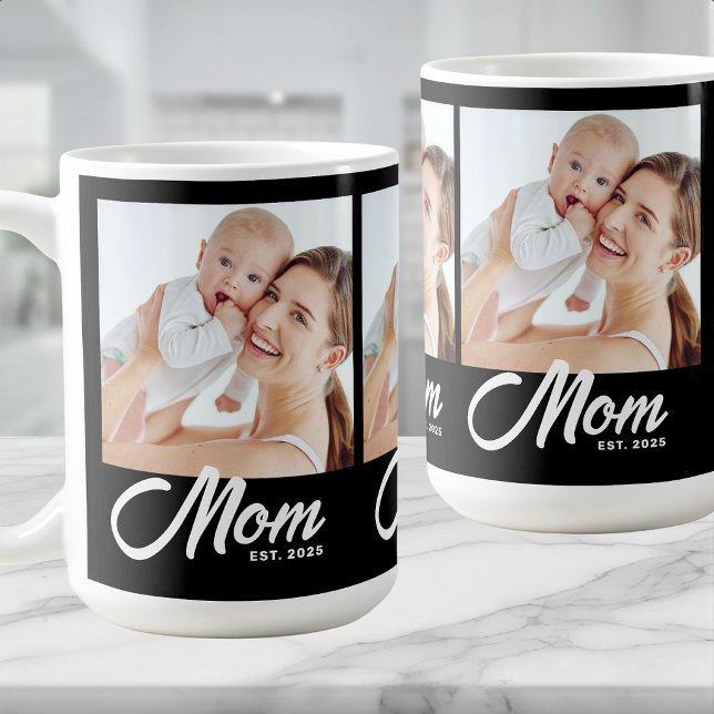 Caneca De Café Mãe Estabelecida Roteiro Preto 3 Foto (Criador carregado)