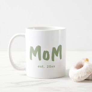 Caneca De Café Mãe Estabelecida Tipografia Verde Sage Nova Mãe