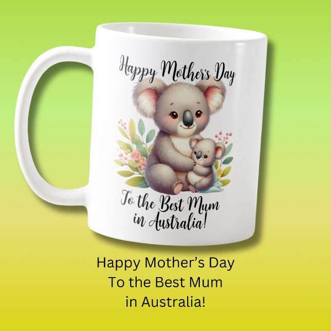 Caneca De Café Mãe Feliz de Koala e Bebê - Austrália (Criador carregado)