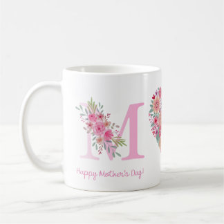 Caneca De Café Mãe flor coração Dia de as mães Feliz