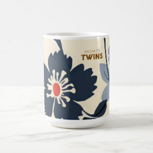 Caneca De Café Mãe Floral Azul Negrito para Gêmeos