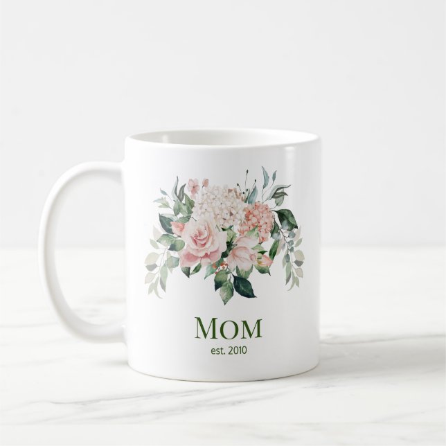 Caneca De Café Mãe Floral Cor-de-Rosa (Esquerda)