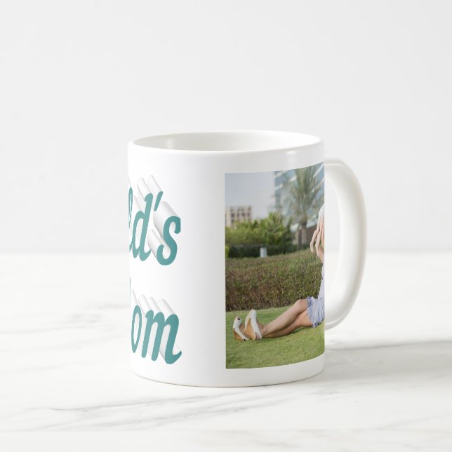 Caneca De Café Mãe Foto: Texto verde Café Mug (Frente Esquerda)