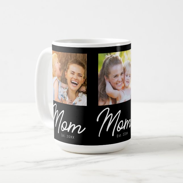 Caneca De Café Mãe Fundada 3 Foto Script Preto (Frente Esquerda)