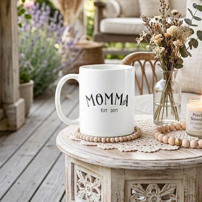 Caneca De Café Mãe Fundou Presente Novo Preto Branco para Mãe (Criador carregado)