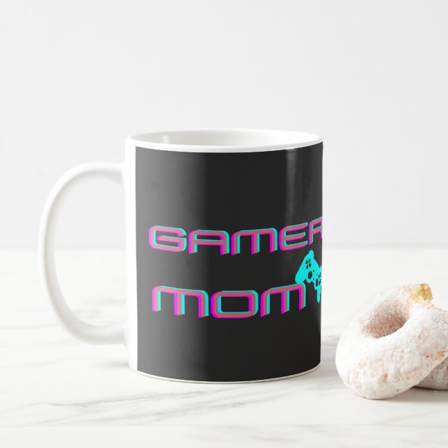 Caneca De Café Mãe Gamer Neon Retro (Com Donut)