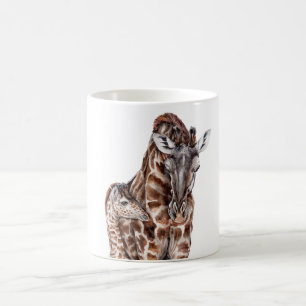 Caneca De Café Mãe Girafa com Baby Giraffe
