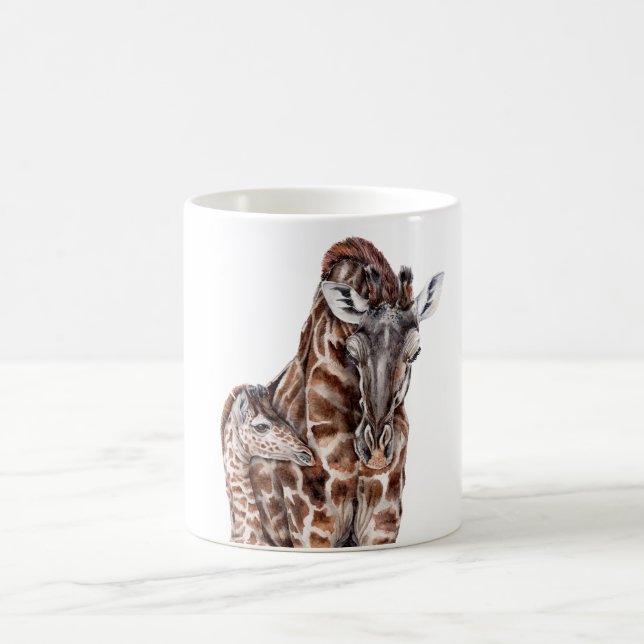 Caneca De Café Mãe Girafa com Baby Giraffe (Centro)