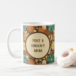 Caneca De Café Mãe Groovy Floral Retro Boho