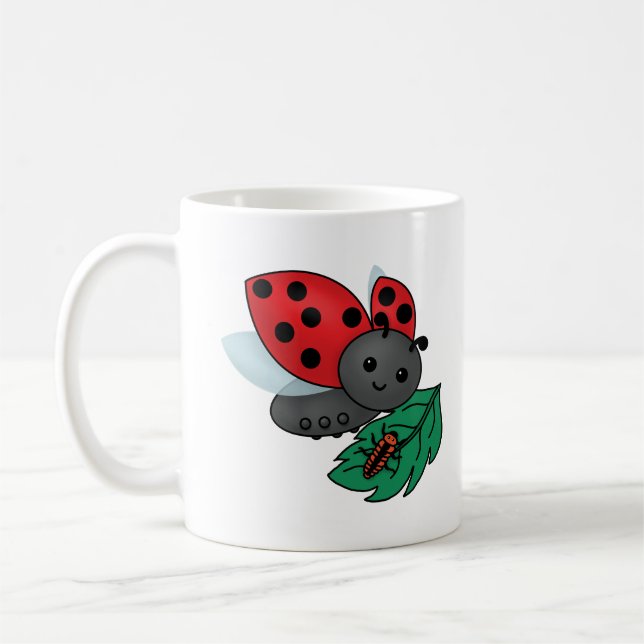 Caneca De Café Mãe Ladybug com Larvae (Esquerda)