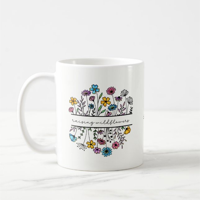 Caneca De Café Mãe/Mãe Floral Personalizada Raising Selvagens (Esquerda)