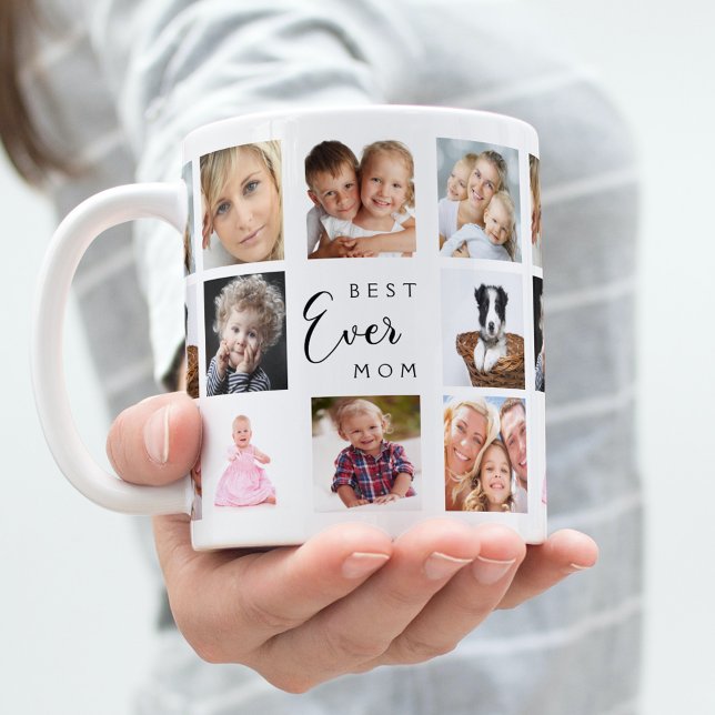 Caneca De Café Mãe mãe foto colagem branca preto (Criador carregado)