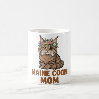 Caneca De Café Mãe Maine Coon — Maine Coon Fofa com Cro de Flor
