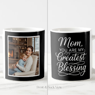 Caneca De Café Mãe Maior Bênção Sentimental Fácil 1 Foto Preto