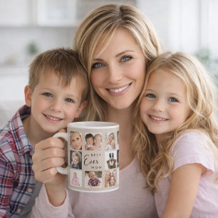 Caneca De Café Mãe mamãe colagem de fotos bege taupe