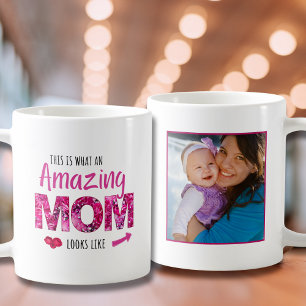Caneca De Café Mãe maravilhosa - Presente de Fotografia Rosa para