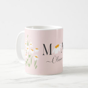 Caneca De Café Mãe margarida, chá de fraldas floral novo, rosa