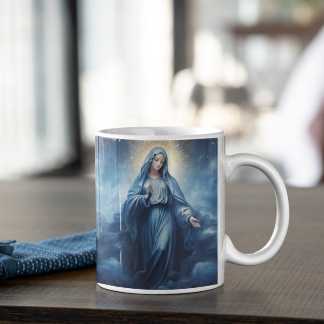 Caneca De Café Mãe Maria Bênção versão 5 (Mother Mary Blessing version 5 Coffee Mug)