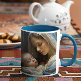 Caneca De Café Mãe Mary com Jesus Bebê versão 1